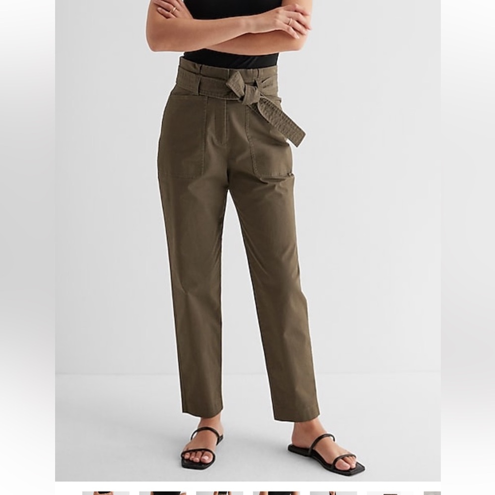 Express Super High Wasted Belted Paperbag Ankle Pant
